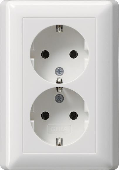 GIRA 078003 SCHUKO-Doppelsteckdose       Vollplatte Standard 55 Reinweiß glänzend
