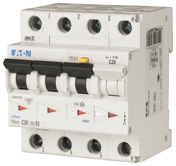 EATON FRBM4-C32/3N/003-A FI/LS    171002 32A 30mA LS-Kennlinie-C 3p+N FI-Char:A
