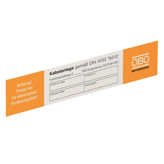 OBO KS-E DE Kennzeichnungsschild         f.Funktionserhalt 250x43mm PVC 7205423