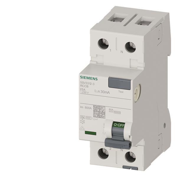 SIEM FI-Schalter 2x25A         5SV33123  Typ F 1+N-pol. 30mA 230V 2TE