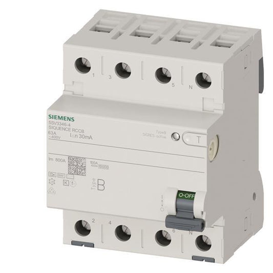 Siemens 5SV33464 FI-Schalter   5SV3346-4 Typ B 63A 3+N-polig 30mA 400V 4TE
