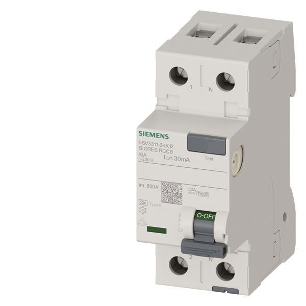 SIEM FI-Schutzschalter Typ 5SV3311-6KK12 A 16A 1+N-pol. 30mA 230V 2TE SIGRES