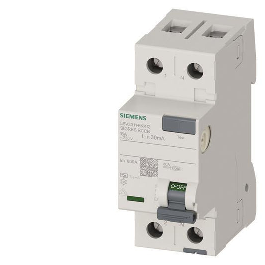 SIEM FI-Schutzschalter Typ 5SV3311-6KK12 A 16A 1+N-pol. 30mA 230V 2TE SIGRES