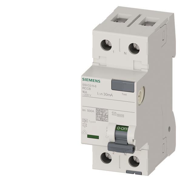 Siemens FI-Schalter 2x16A       5SV33116 Typ A 16A 1+N-pol 30mA 230V 2TE