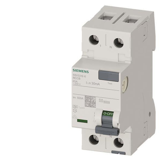Siemens FI-Schalter 2x25A       5SV33126 Typ A 25A 1+N-pol 30mA 230V 2TE
