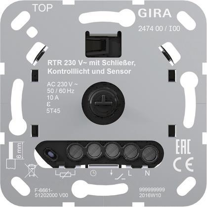 GIRA 247400 Raumtemperaturregler 230V    Schließer Kontroll FBH Einsatz