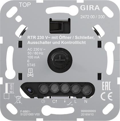 GIRA 247200 Raumtemperaturregler 230V    Öffner/Schließer Aus+Kontroll Einsatz