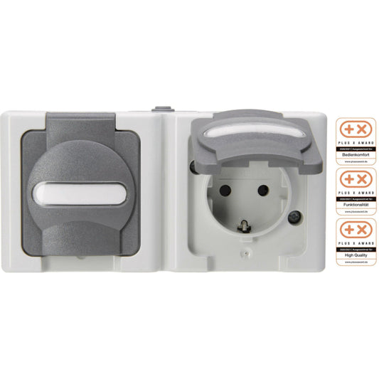 KOPP APWG Blue Electric      1312.5600.2     Schuko 2fach grau waagerecht