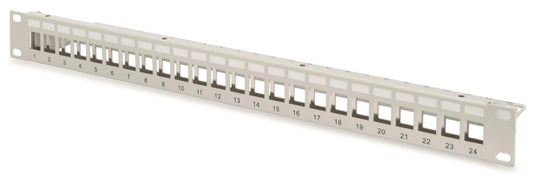 Modular Patch-Panel leer 1HE    DN-91410 geschirmt RAL7035, für 24 Keystone Jacks
