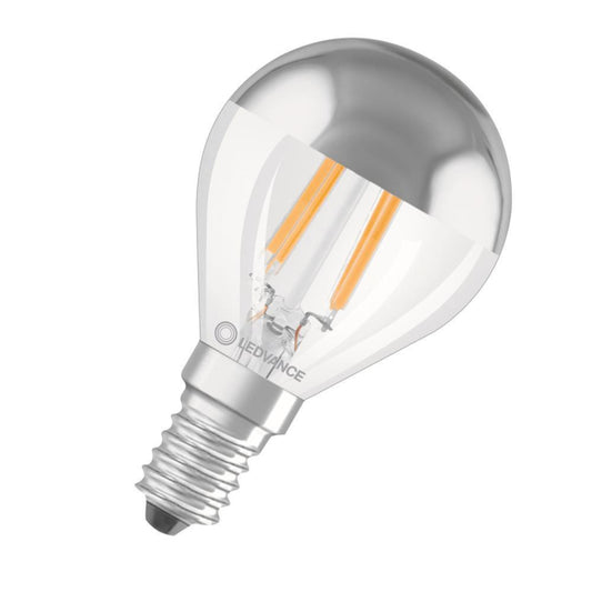 LEDV LED Tropfen 4-31W/827 350lm 300°        E14 kuppenverspiegelt silber  EEK F