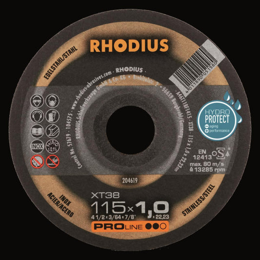 Rhodius Trennscheiben XT 38       204619 115x1,0x22,23 Extradünn        Edelstahl