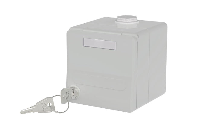 Metz IP44 Modul-AP-Gehäuse  1309470003-I m.Klappdeckel u.Schloss grau 2 Port leer