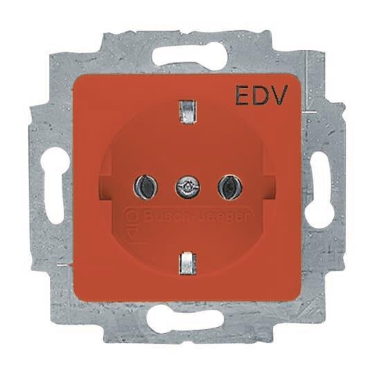 BJ SCHUKO Steckdosen-  20 EUC/DV-217-101   Einsatz rot RAL3020 SI/Reflex