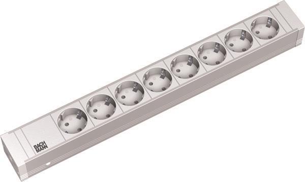 Bachmann 19" 1,5HE 8xSchuko weiß 333.001 Strom 2m Schuko