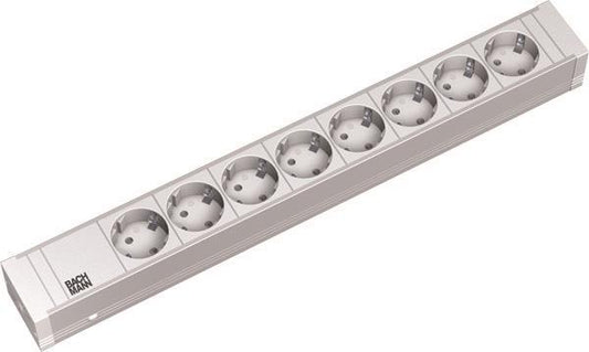 Bachmann 19" 1,5HE 8xSchuko weiß 333.001 Strom 2m Schuko