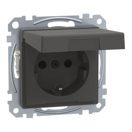 Merten SCHUKO-Steckdose BRS MEG2314-0414 Klappd. IP44 StK anthrazit System M