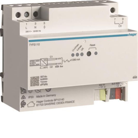 Hager Spannungsversorgung KNX m. TYFS110 2 Ausgängen inkl. 1 Drossel 1280 mA