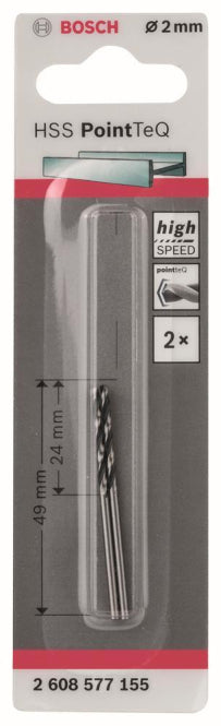 Bosch HSS-Spiralbohrer PointTeQ          2,0x49/24mm                   2608577155