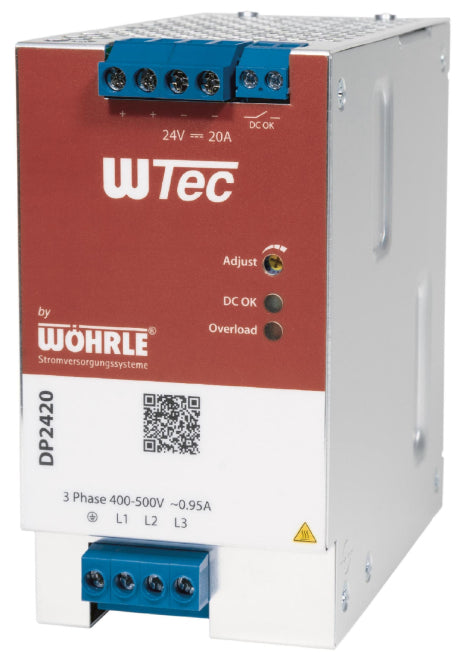 Wöhrle Netzgerät 3ph. E:340-550V  DP2420 AC A:24VDC 20A Rel.DC-OK LED Power-Boost