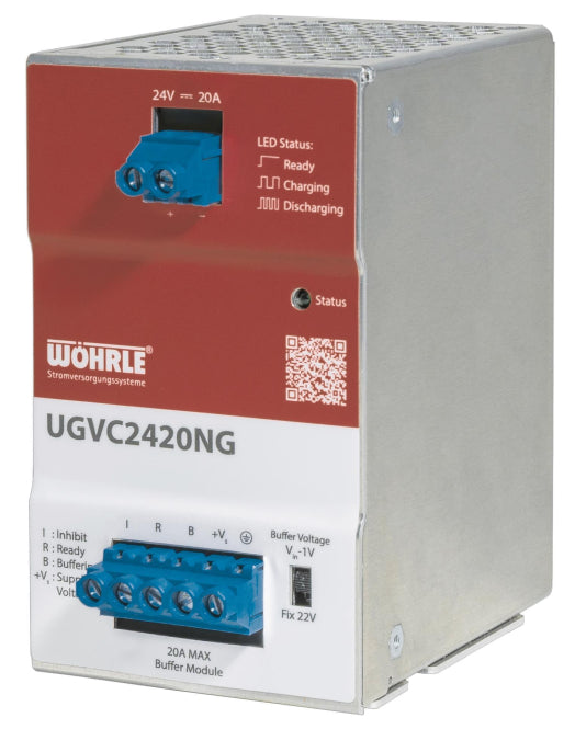 Wöhrle Kondensatorpufferung   UGVC2420NG 24VDC 20A=350ms 10A=700ms 0,1A=45s