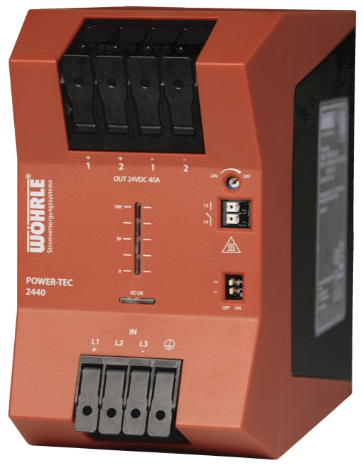 Wöhrle Netzgerät 3ph.     POWER-TEC 2440 E320-375VAC A:24VDC 40A DC-OK LED Rel.