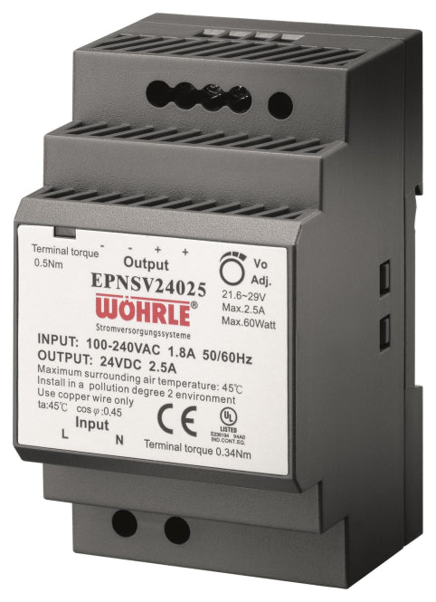 Wöhrle Netzgerät 1ph.E90-264V EPNSV24025 AC A:24VDC 2,5A Verteilereinbau