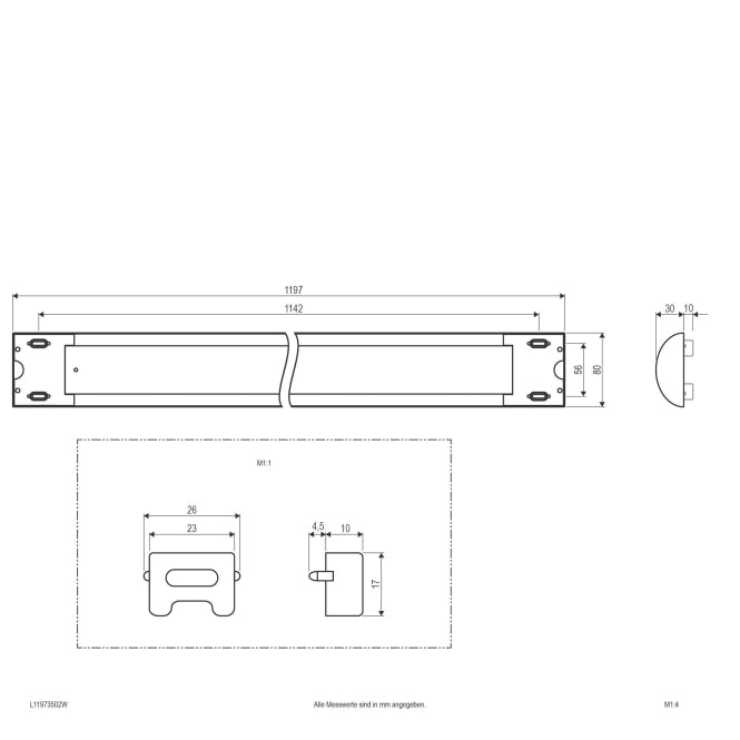 EVN LED-Anbauleuchte opal ws  L11973502W   35W 3325lm 3000K B80mm L1197mm