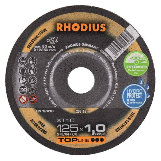Rhodius Trennscheiben XT 10       206163 125x1,0x22,23 Extradünn        Edelstahl