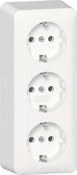 GIRA 478913 SCHUKO-Dreifachsteckdose AP  m.Montageplatte Reinweiß