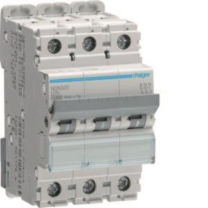 Hager Leitungsschutzschalter      NDN320 3polig 10kA/15kA D-20A 3M