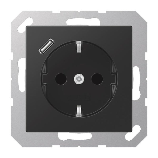 Jung SCHUKOsteckdose m.USB  A1520-18CSWM Typ C graphitschwarz matt