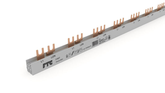 FTG 2p AFDD-Phasenschiene grau     3182T T-Form 38/Gabel 10qmm f.FI/LS 1+N 3TE