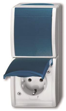 BJ APWG ocean Kombination 2601/6/20EW-53   Schuko+Wechsel senkr grau/blaugrün