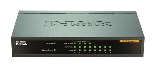 D-Link 8-Port Layer2 PoE Fast DES-1008PA Ethernet Switch 4 x POE