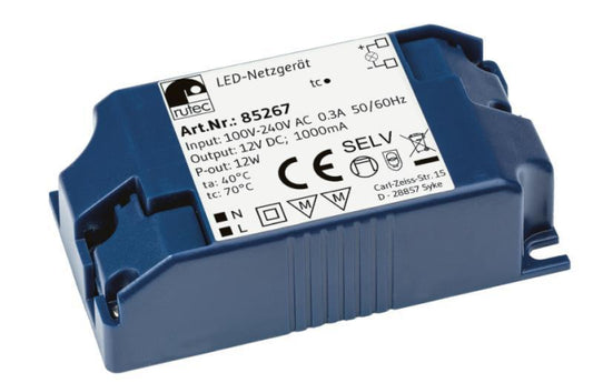 RUTEC LED Netzgerät 12V 12W IP20   85267 100-240V AC Schraubanschluss 86x45x26mm