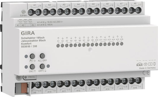 GIRA 503800 Schalt-/Jalousieaktor 16/8f  16A REG Komfort KNX Secure