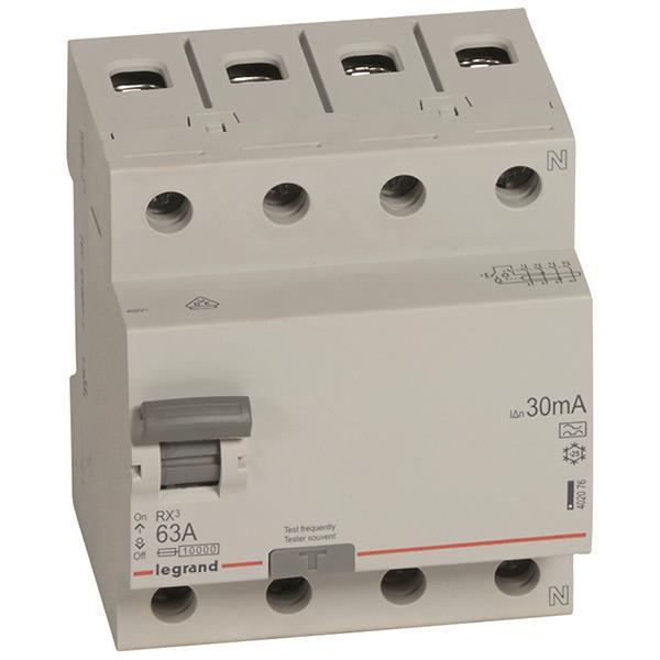 Legrand 402076 RX3 Fi-Schalter 63A       4-polig 30mA Typ A 400VAC 4TE