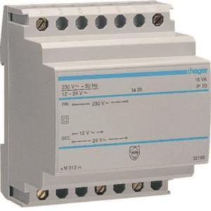 Hager Sicherheitstrafo 230V/12V    ST313 u.24V 16VA 4PLE