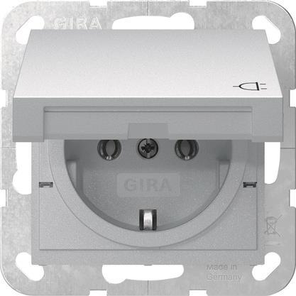 GIRA 445426 SCHUKO-Steckdose             Klappdeckel System 55 Farbe Alu