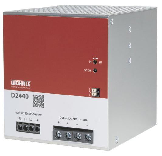 Wöhrle Netzgerät 3ph. E:340-550V   D2440 AC A:24VDC 40A DC-OK LED Relais