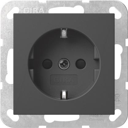 GIRA 4453005 SCHUKO-Steckdose m.Shutter  System 55 Schwarz matt (lackiert)