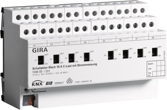 GIRA 104600 Schaltaktor 8fach 16A        Hand+Strom C-Last KNX REG