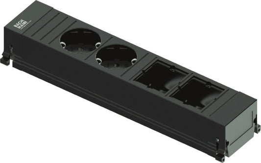 Bachmann Steckdoseneinheit      916.0601 Power Frame 2xSchuko 2xABD schwarz