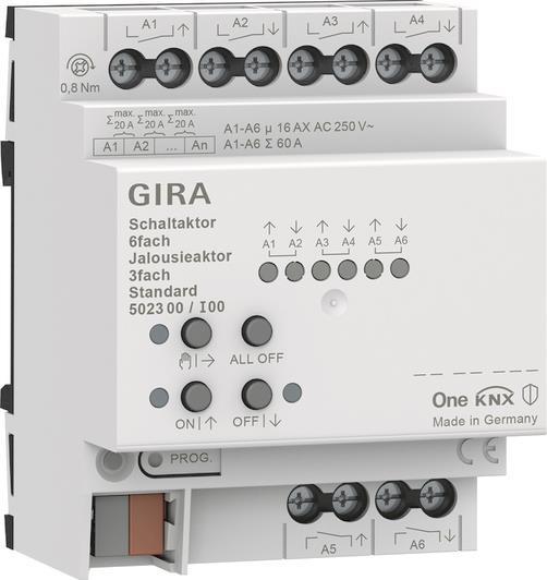 GIRA 502300 Schalt-/Jalousieaktor 6/3f   16A Standard OneKNX REG