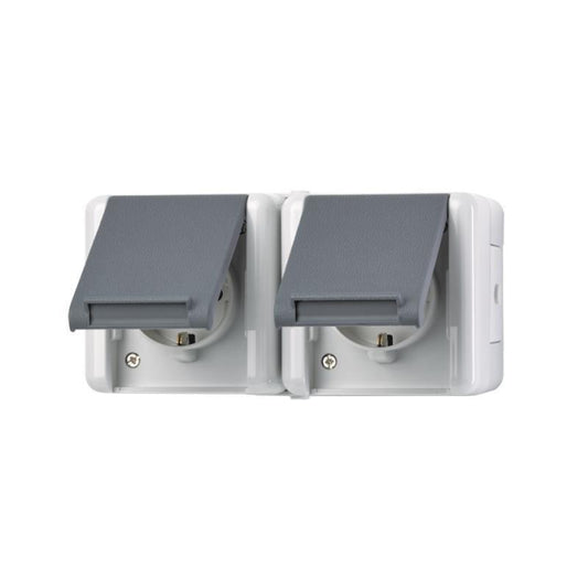 JG APWG WG 800 Schuko-Steckdose    8220W 2fach waagerecht grau/anthrazit