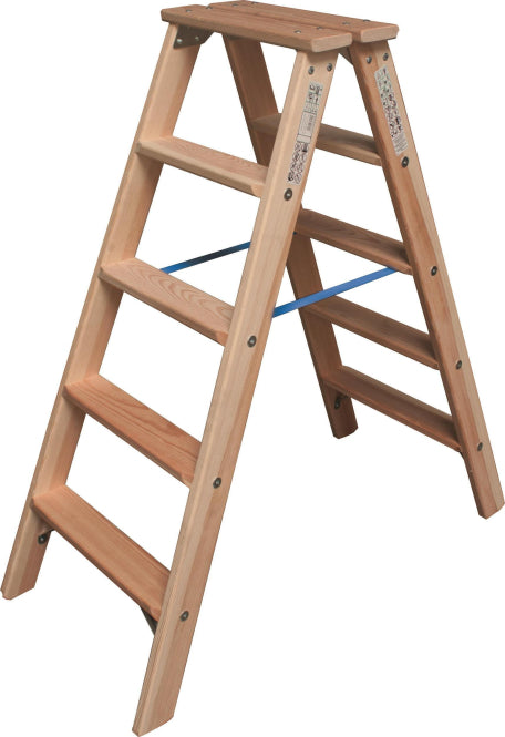 Krause Holz-Stufen-Doppelleiter 2x5      Arbeitshöhe:ca.2,65m 8,0kg        818423