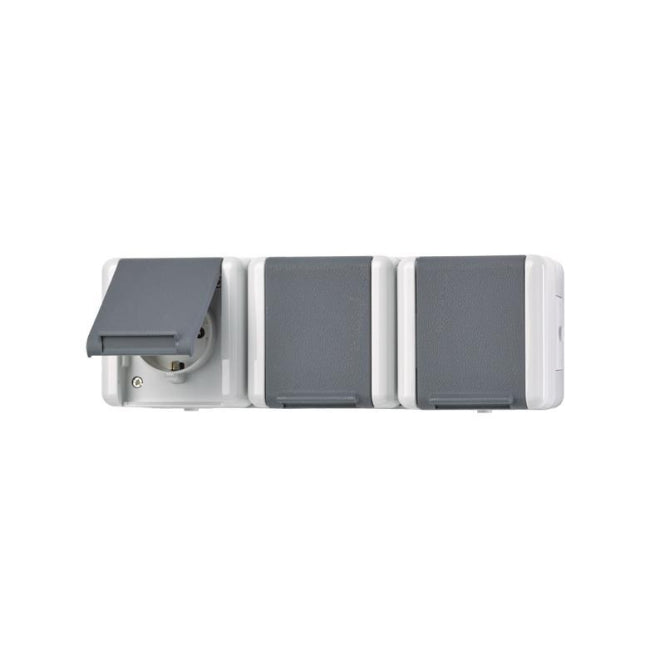 JG APWG WG 800 Schuko-Steckdose    8230W 3fach waagerecht grau/anthrazit