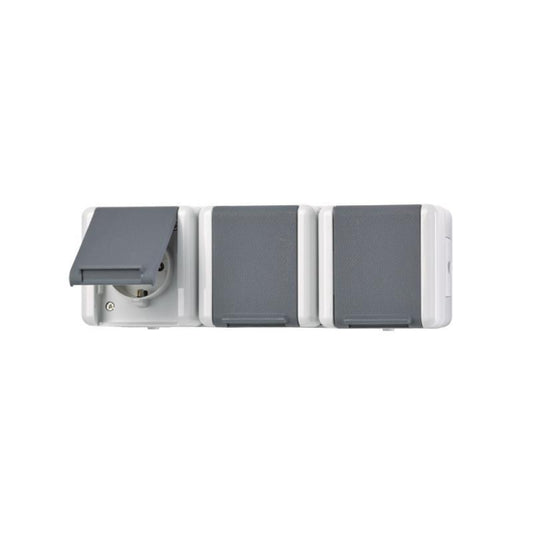 JG APWG WG 800 Schuko-Steckdose    8230W 3fach waagerecht grau/anthrazit