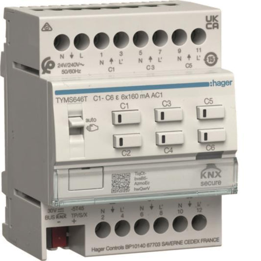 Hager Heiz.-aktor 6f KNX Secure TYMS646T 24/230V