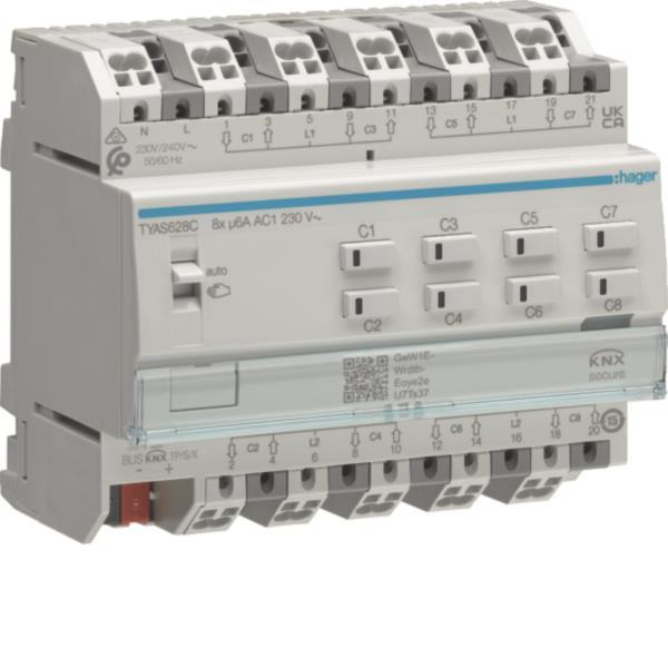Hager Rollladen-/Jalousieaktor  TYAS628C 8-fach KNX 230V